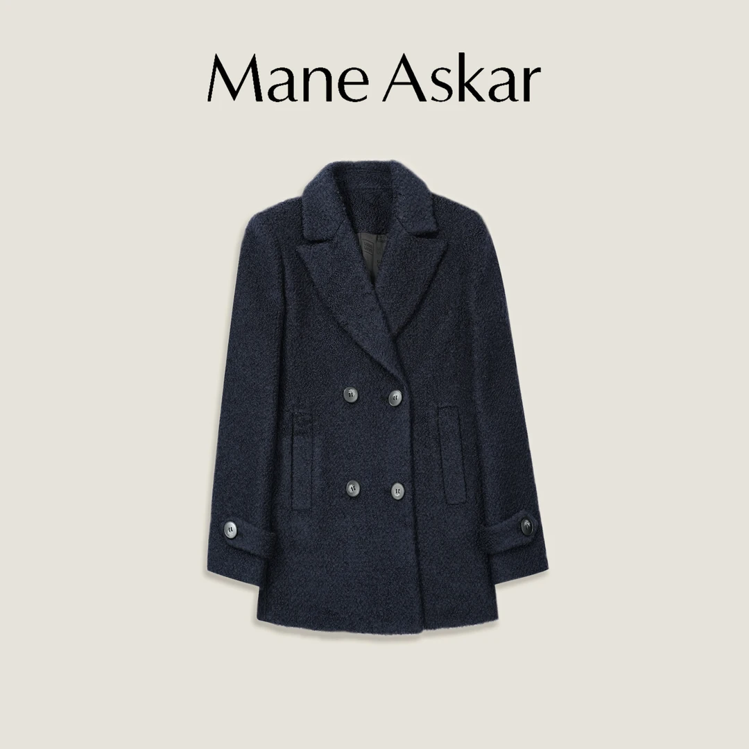 新款绵羊毛时尚设计师秋冬纯色保暖穿搭外套23015