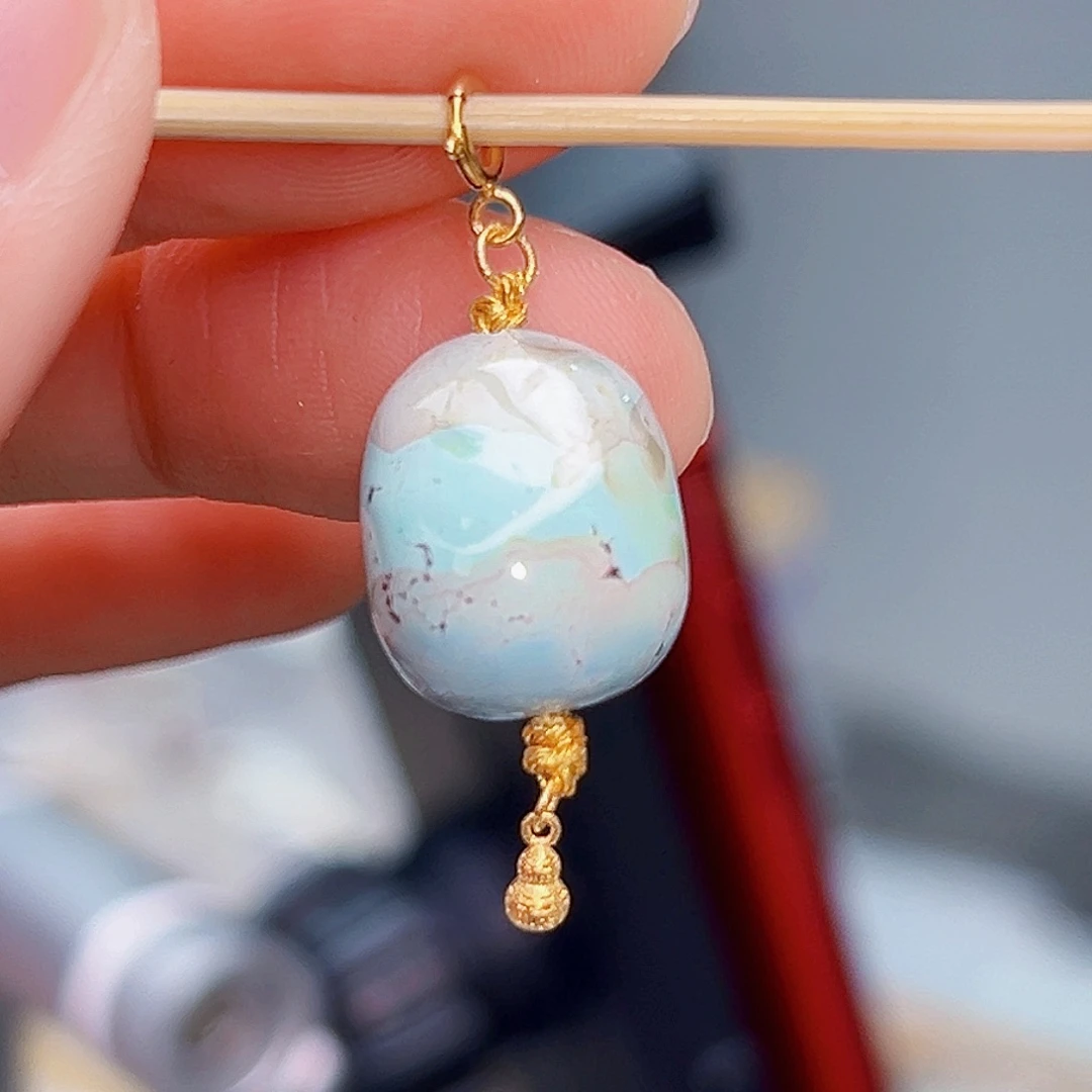 绿松石珠宝奇石18K金镶嵌