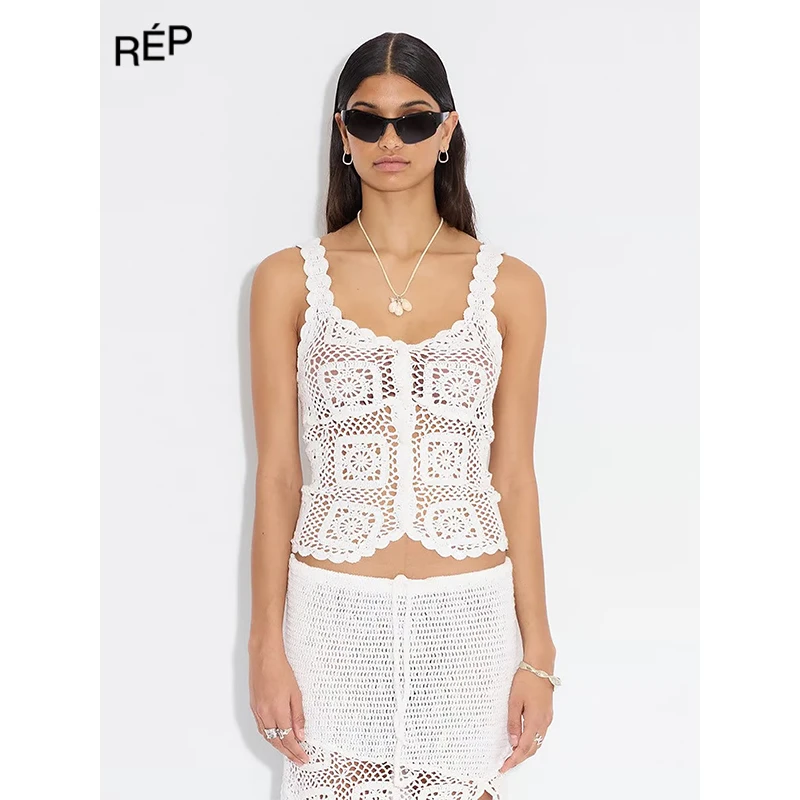 REP-HOLZWEILER设计师品牌 白色镂空吊带25SS 早春穿搭
