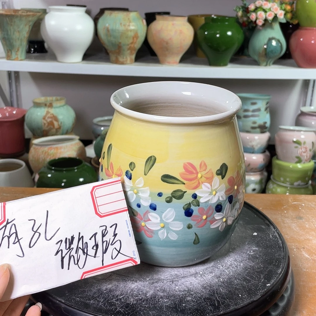 景德镇陶瓷花盆微瑕口10高16