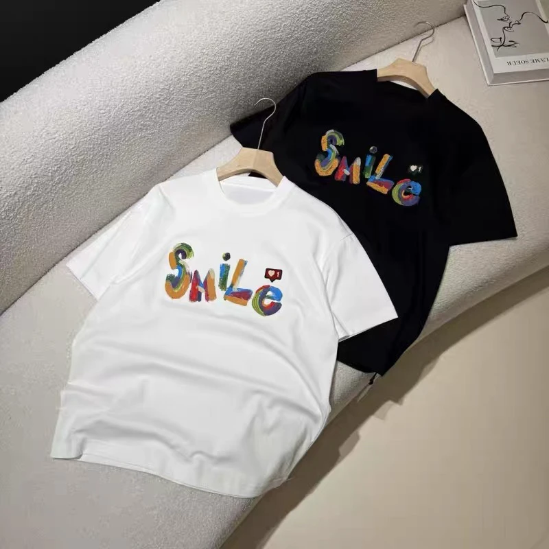 【观潮甄选$品质好货】彩色字母刺绣工艺夏季休闲百搭T