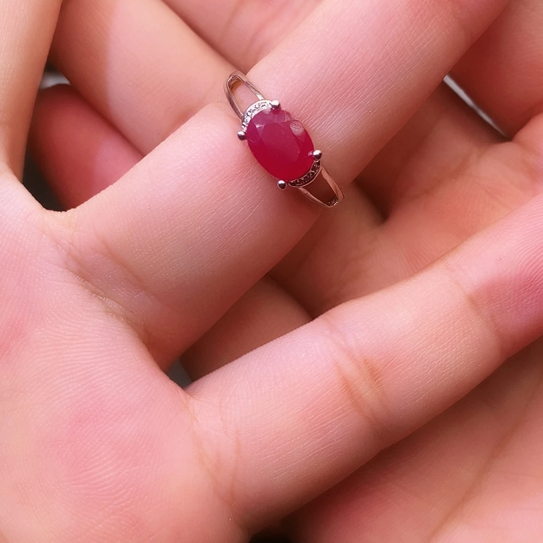 红宝石戒指银S925镶嵌