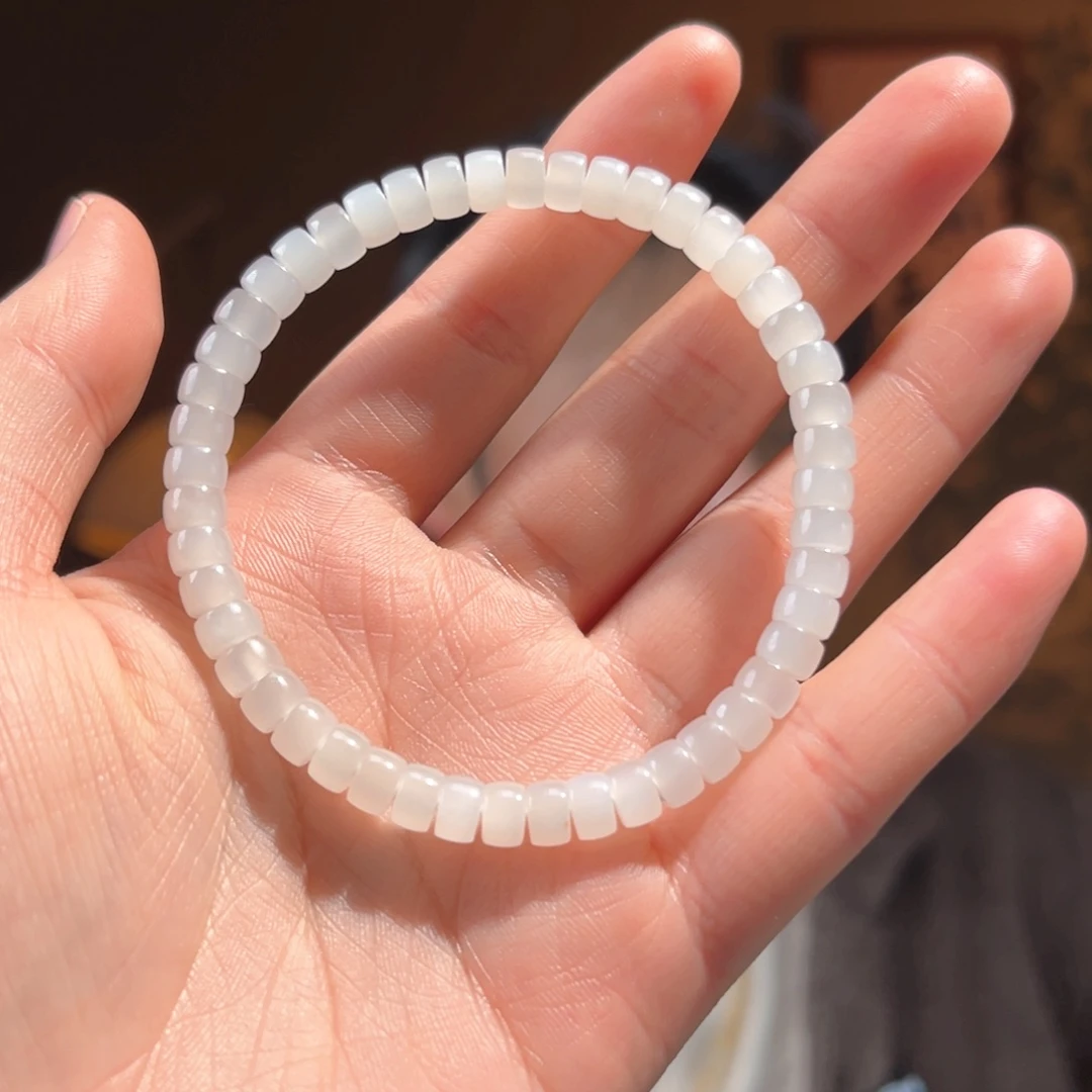 未镶嵌手串和田玉青海白玉药片6mm160