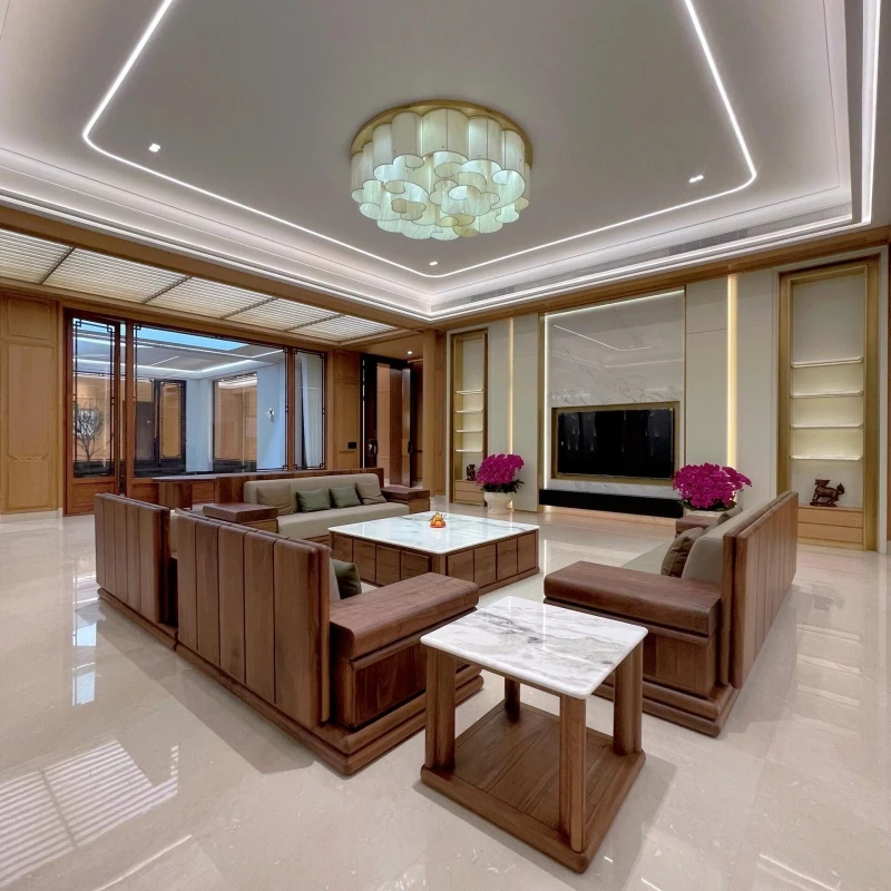 新中式实木沙发2025新款轻奢现代高级感北美黑胡桃木别墅客厅家具