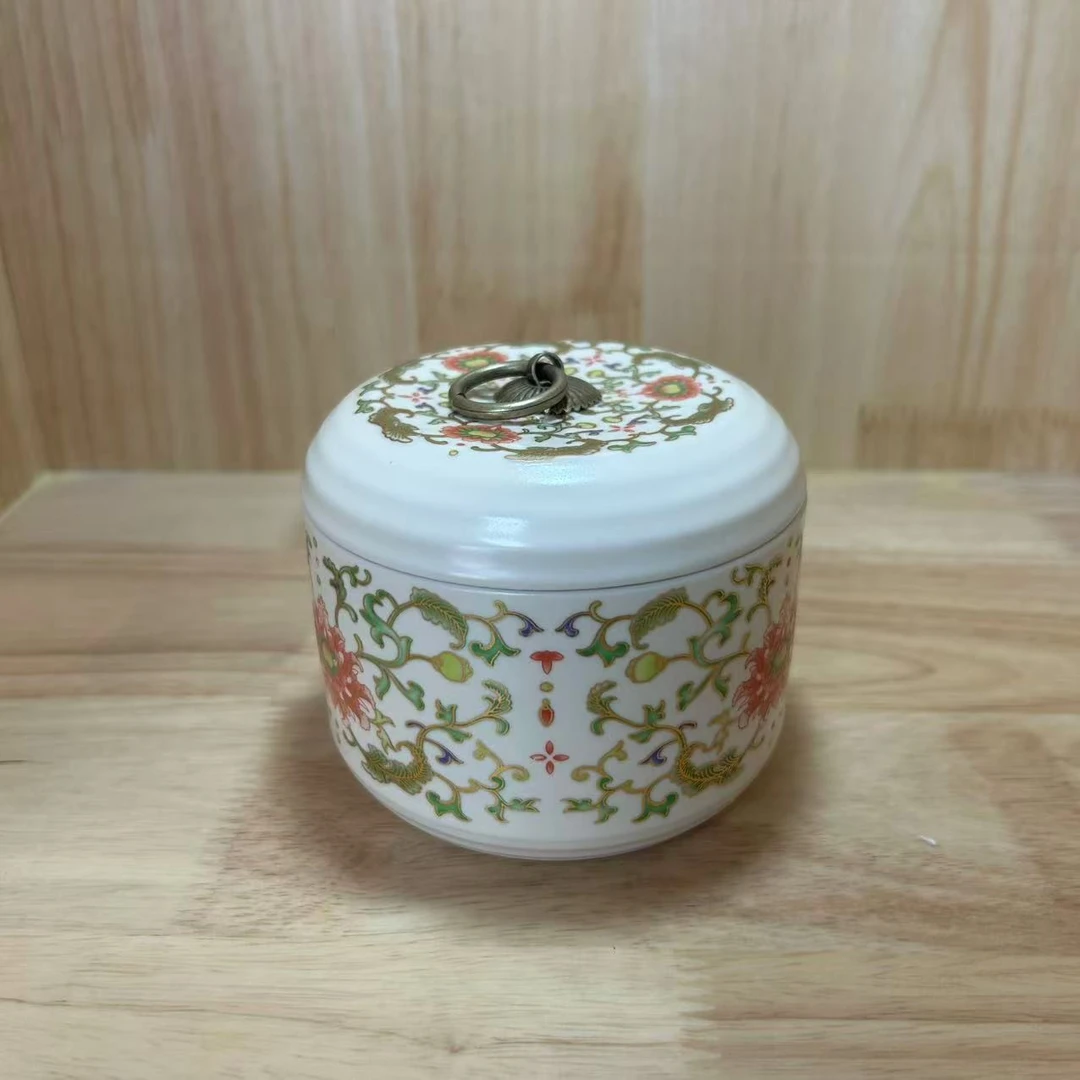 黄汝【珐琅缠枝莲】缠枝莲茶叶罐  D0082