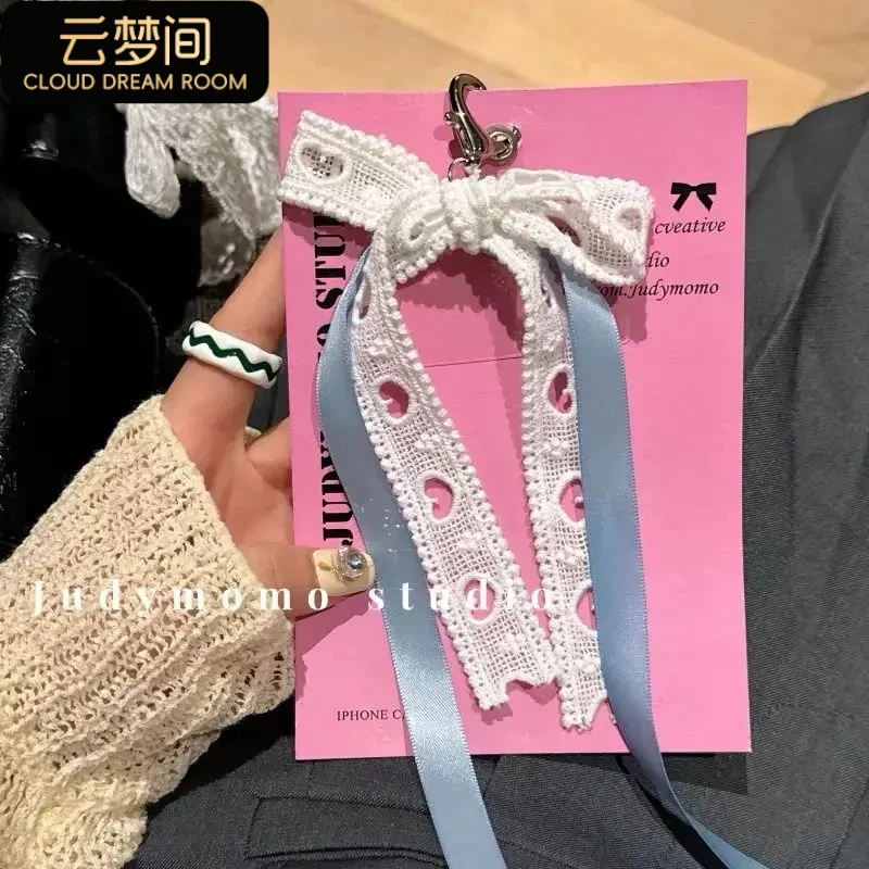 ins芭蕾爱心少女蝴蝶结奶蓝缎带包挂新款挂件链可爱多元素钥匙扣