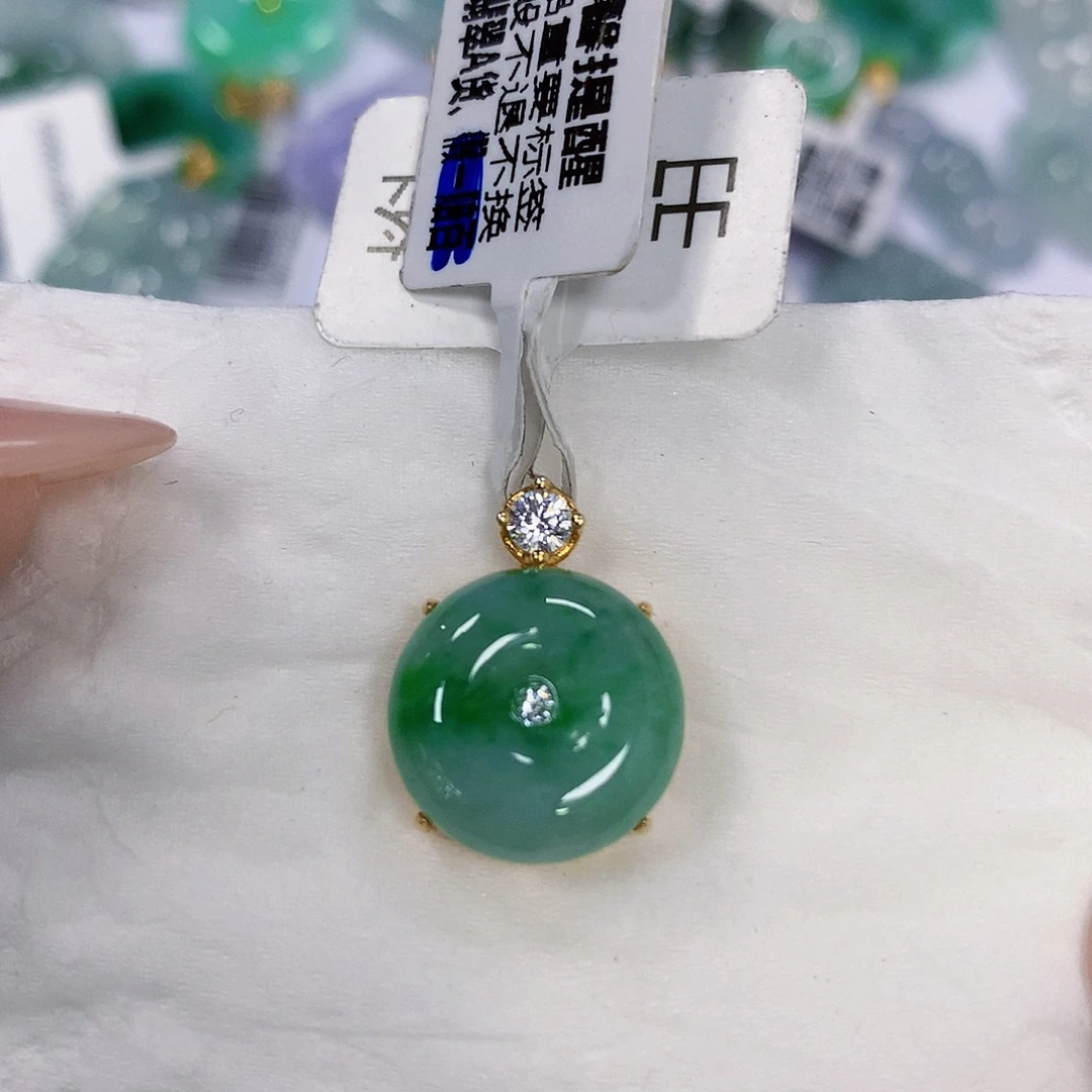 翡翠银S925镶嵌颈饰天然翡翠a货 百元以上9米证书费自理