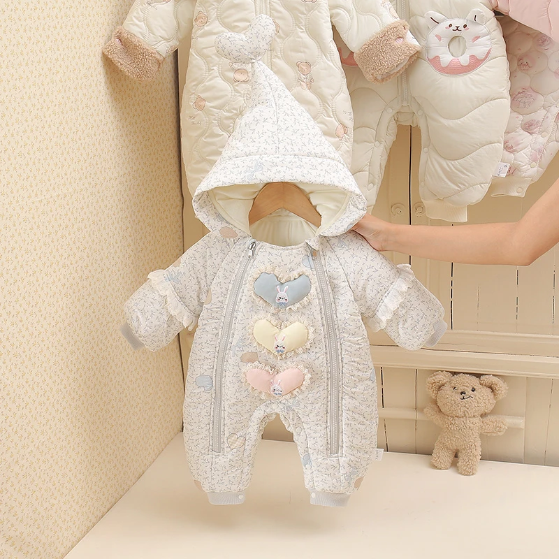 男女卡通风爬服卡通秋冬可爱风连体衣加绒冬款哈衣