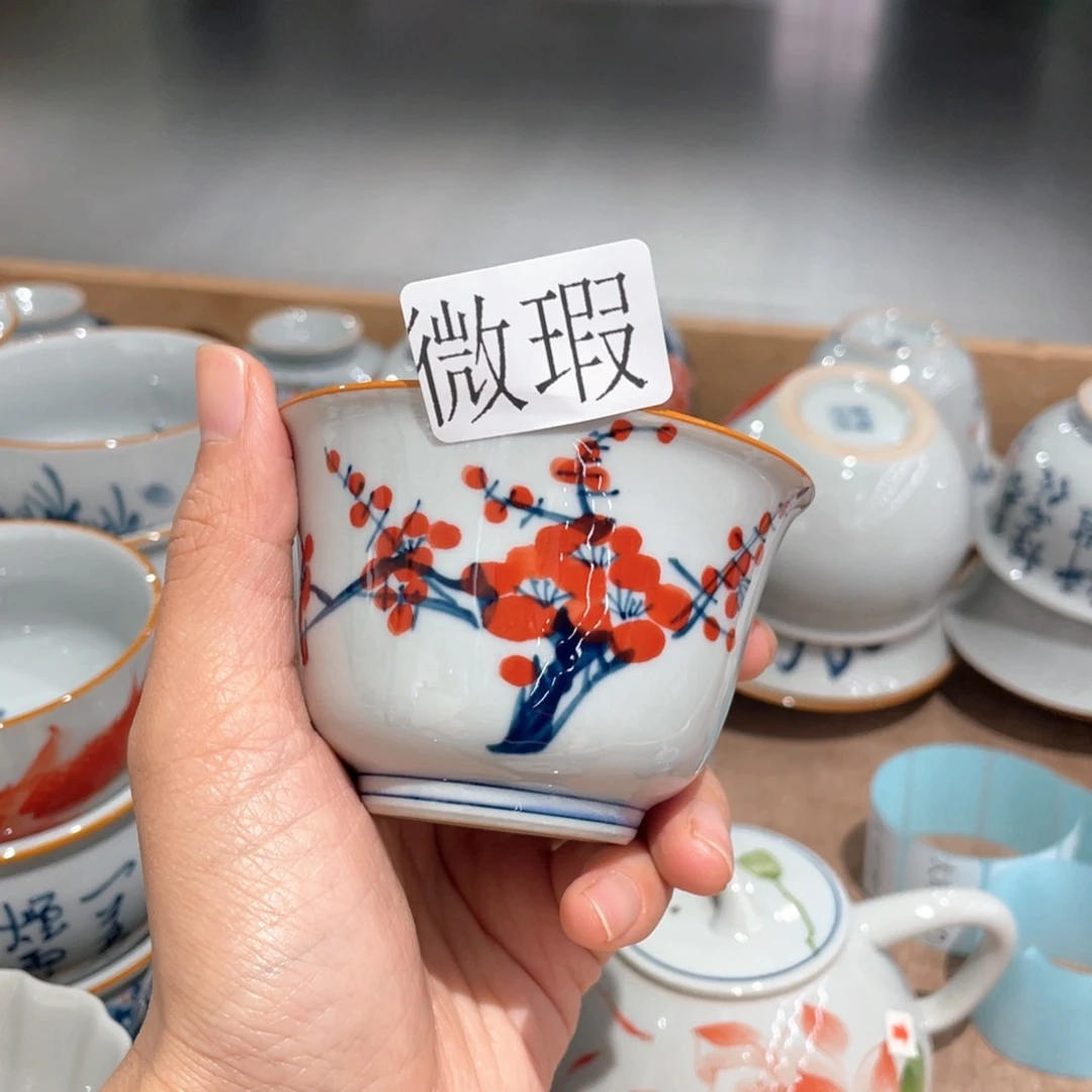 釉下手绘茶具微瑕