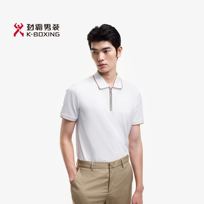 劲霸男装春夏翻领蚕丝商务休闲短袖Polo衫┃BTBE2370