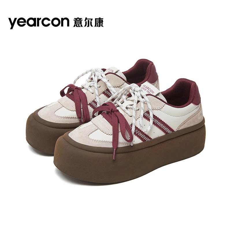 意尔康板鞋女鞋2025春秋冬季新款厚底面包鞋德训鞋休闲运动小白鞋