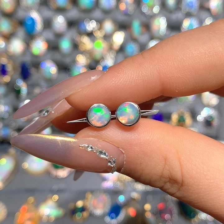 欧泊欧泊耳钉t银S925镶嵌