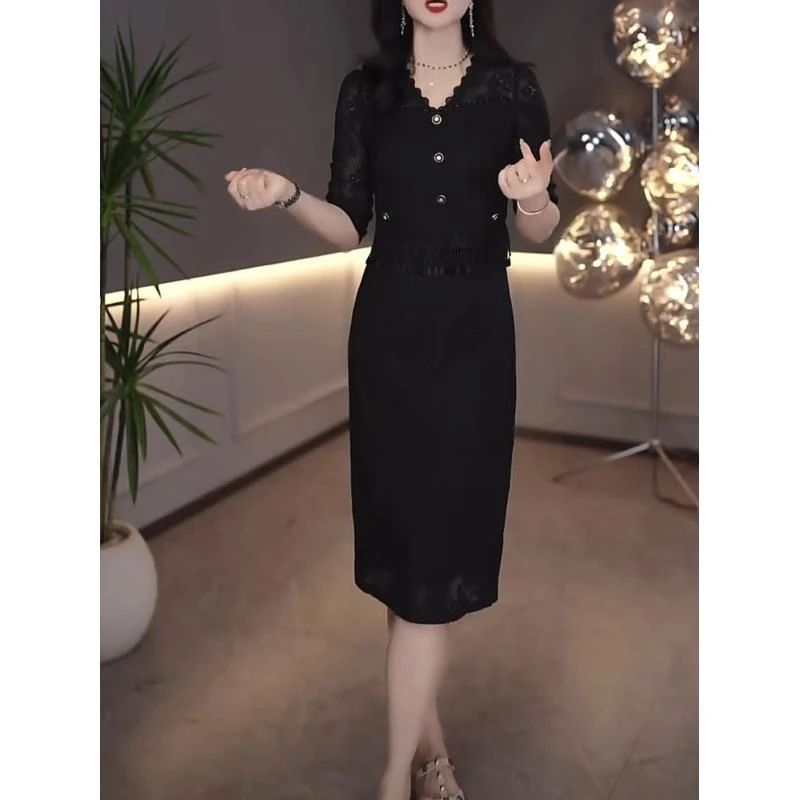 【连衣裙】2025春季新款时尚气质女人味减龄长袖百搭假两件连衣裙