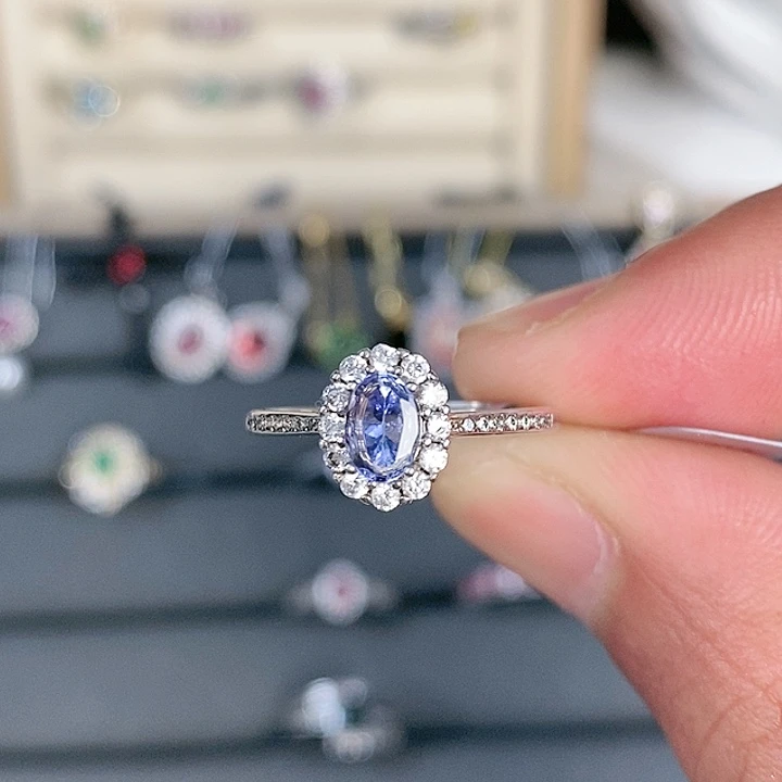 坦桑石戒指银S925镶嵌