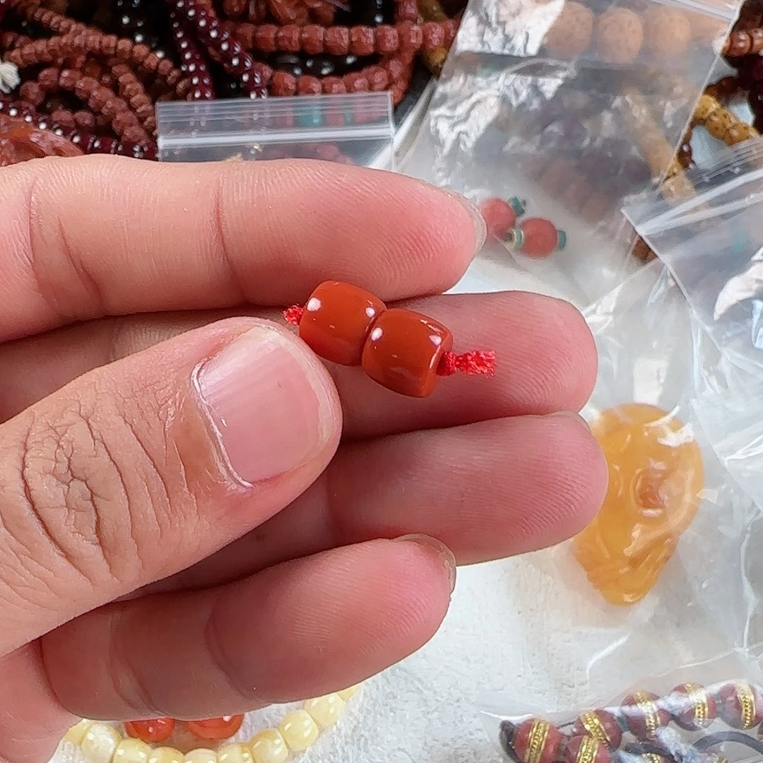 虚***妄未镶嵌1南红玛瑙8mm对珠