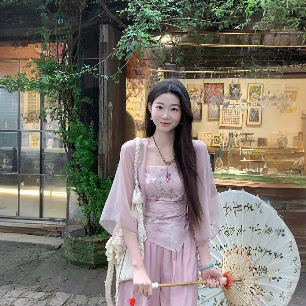 套装抹胸新中式吊带时尚家居服时尚套装甜美显瘦碎花