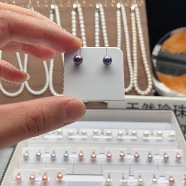 银S925镶嵌淡水珍珠耳饰