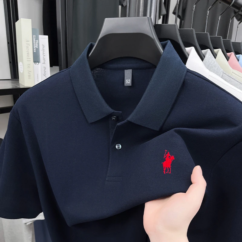 100纯棉夏季男士短袖袖polo衫翻领休闲刺绣高档t恤百搭透气打底