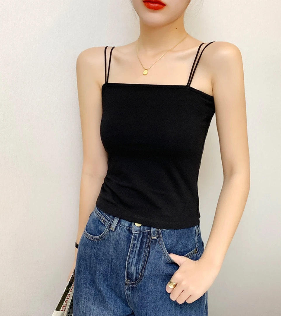 吊带背心女新款夏季外穿内搭一字领修身显瘦美背打底上衣