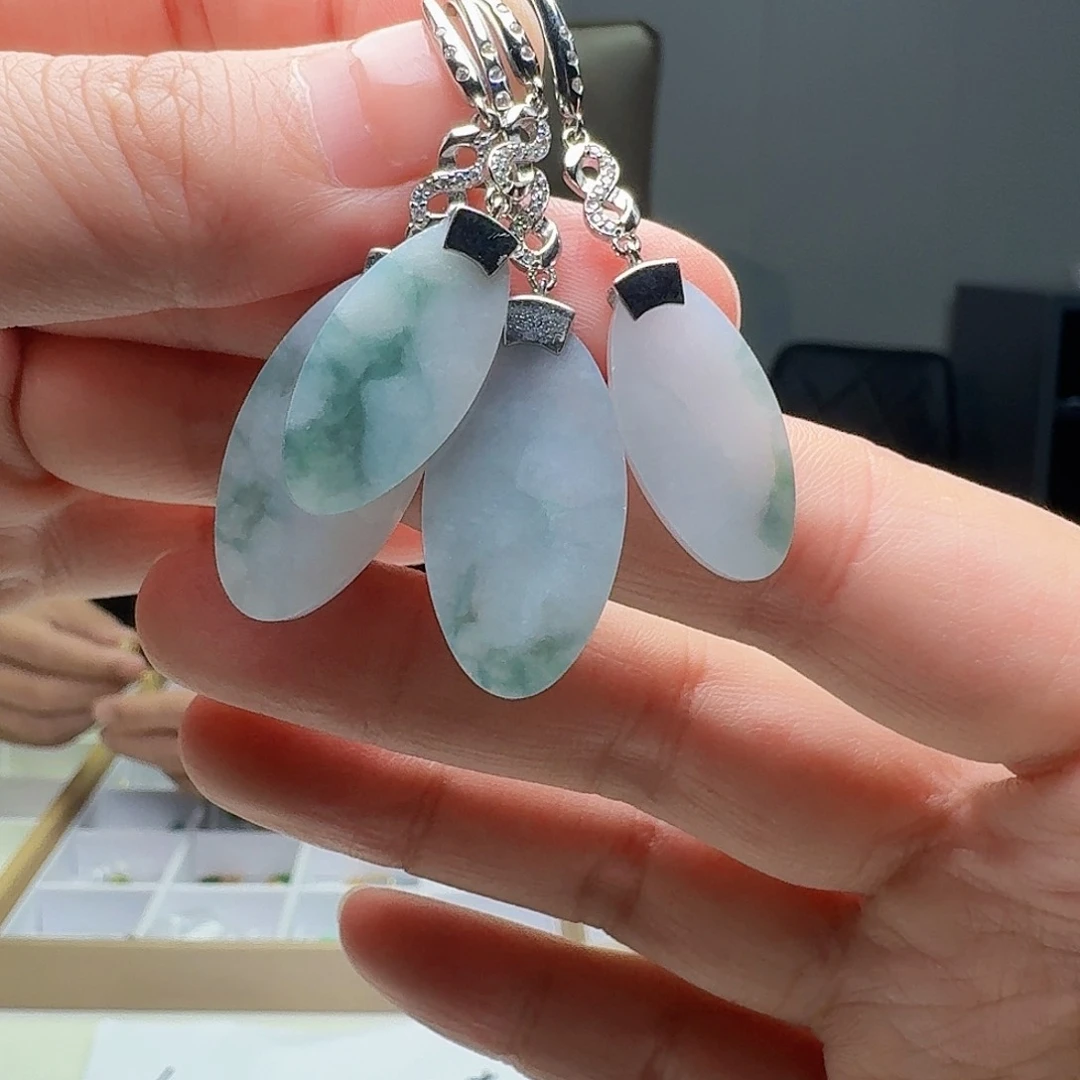 翡翠银S925镶嵌耳饰多样性发货其一