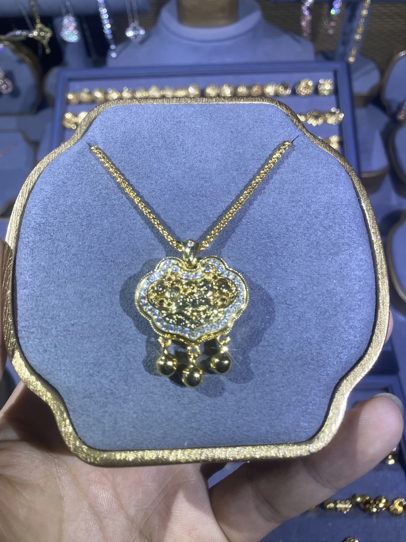 铜合金项链 素款祥云锁饰品百搭首饰简约时尚镶嵌手工