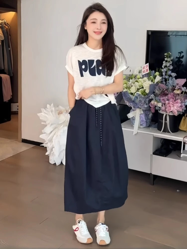 2025超火夏装一整套度假风时尚洋气减龄短袖针织上衣半身裙两件套