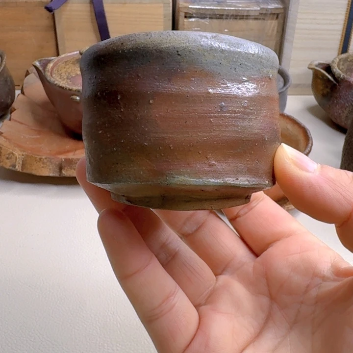 杯备前烧，小山一草主人杯