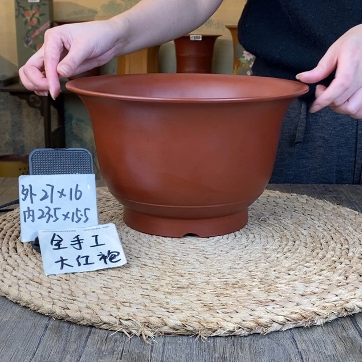 紫砂花盆 全手工大红袍大金钟