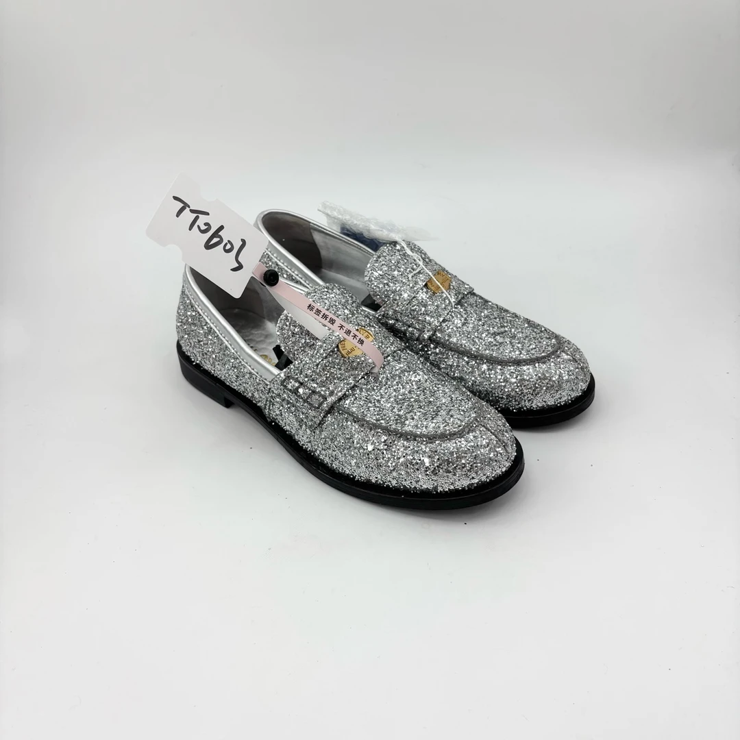 95新 MIU MIU/缪缪 miumiu/38.5码/亮片金币乐福鞋/TT0603