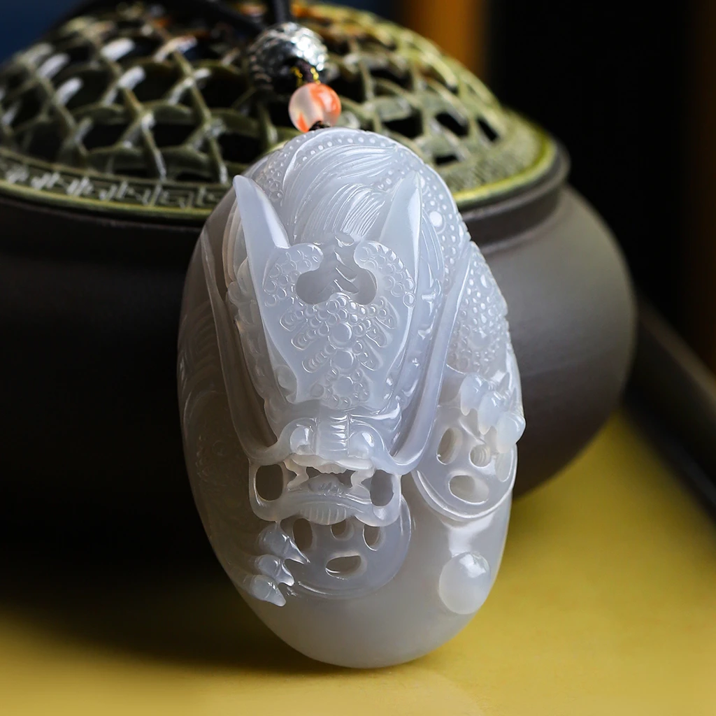 【孤品收藏】上等和田玉烟紫龙生肖手把件男士大号玉坠小众珠宝正宗