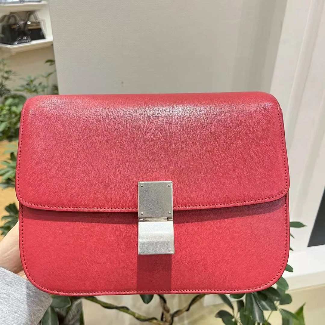 95新 Celine/思琳 蓝总专场/红色 银扣 box 中号 单肩包