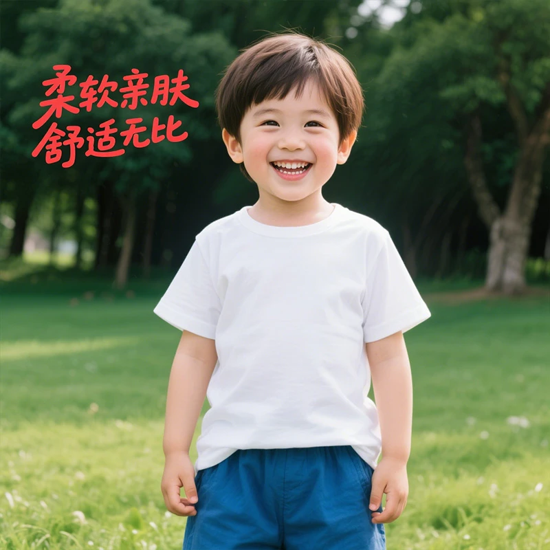 男童短袖纯白色t恤2025新款纯棉大小童夏季上衣男孩夏装小童儿童
