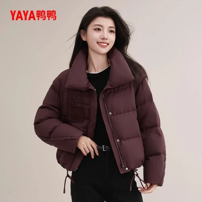 YAYA/鸭鸭新款时尚冬季立领百搭纯色短款厚款女装YE4B705295L