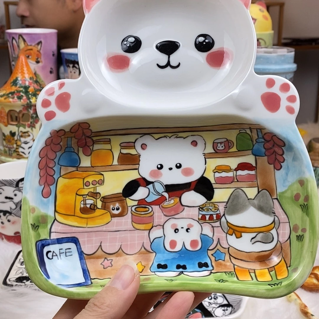 瓷片董董文创手绘陶瓷