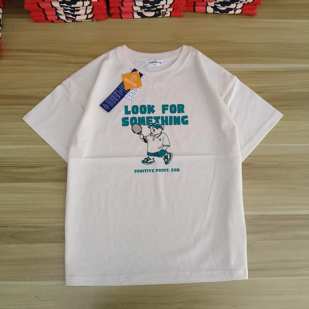 出口韩国~中大童米色短袖T恤