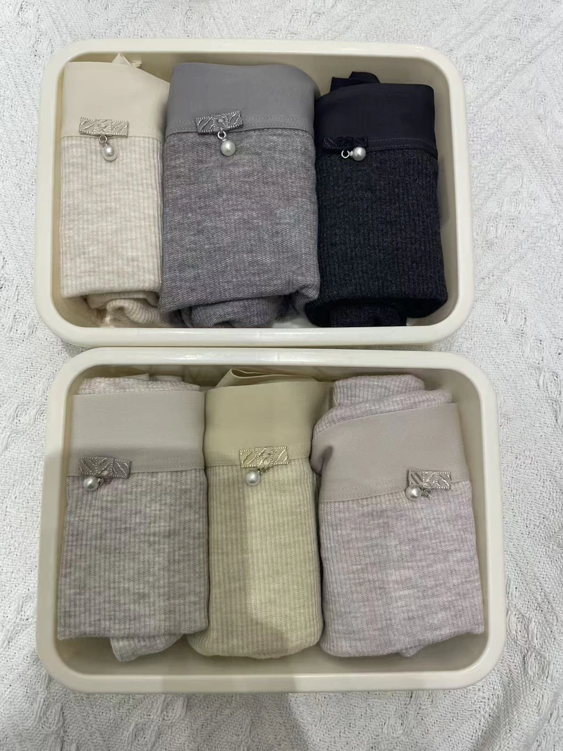针织透气平角裤纯色女三角内裤外穿高弹高腰显瘦无缝8458