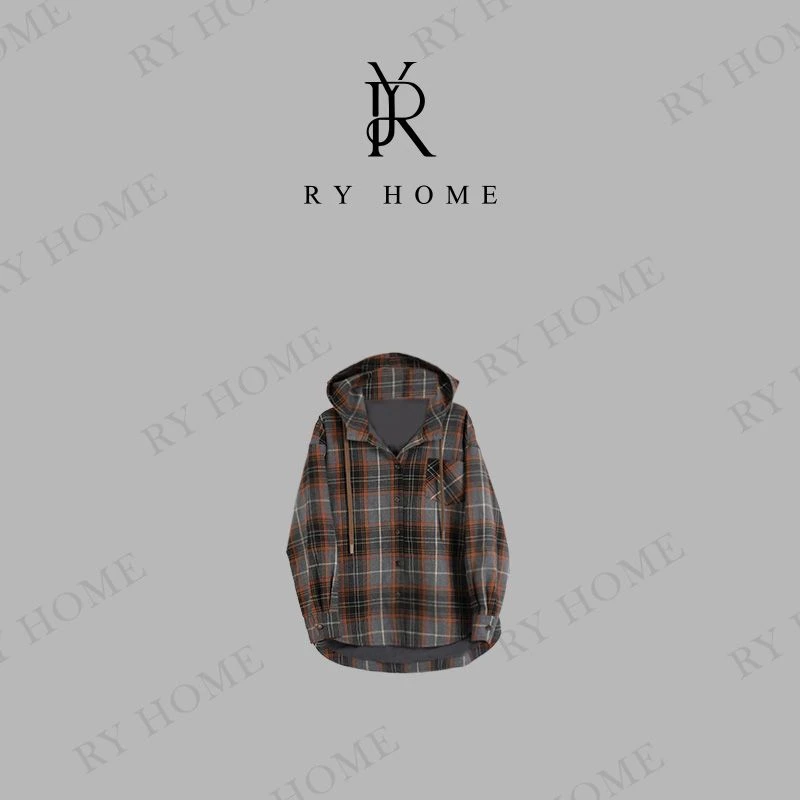 【容雨RYHOME】复古时尚宽松设计感格子外套253W2410