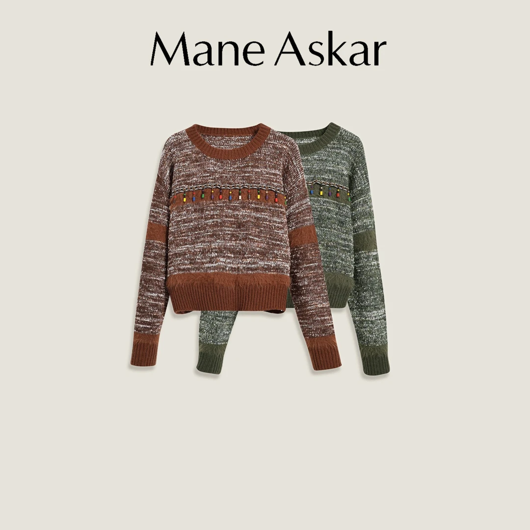 【丫头baby专属】秋冬新款时尚慵懒风宽松圆领毛衣女装上衣OK0937