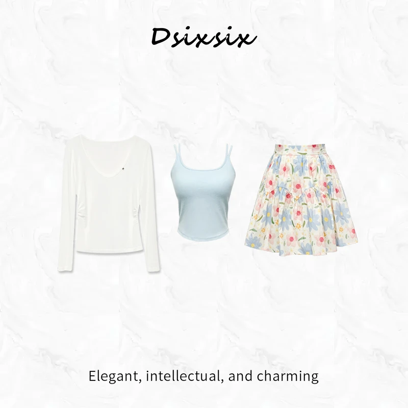 Yeah Me-【蓝海花语】夏季新款休闲百搭气质碎花半身裙套装连衣裙女