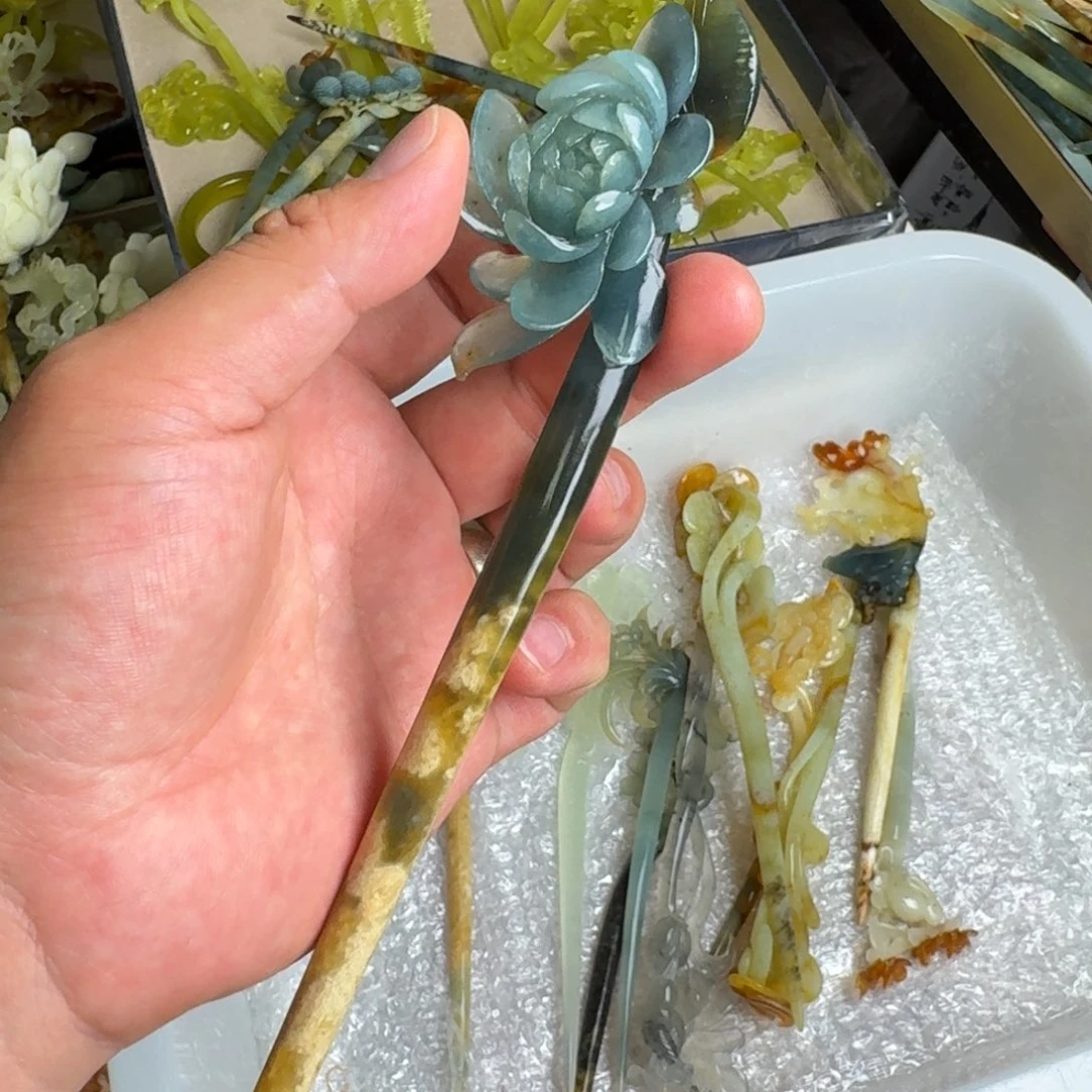 岫玉未镶嵌发饰明君玉簪就是好看