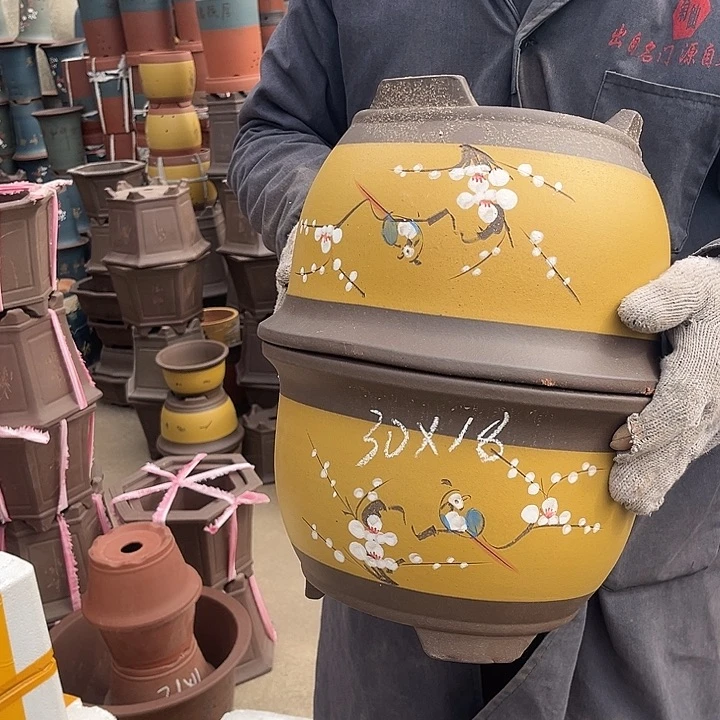 紫砂紫砂花盆和一