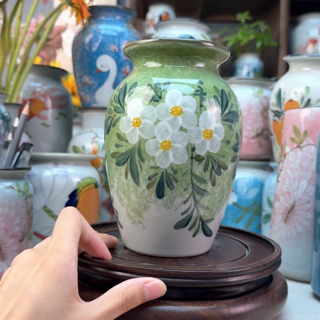 景德镇纯手绘陶瓷花瓶无孔