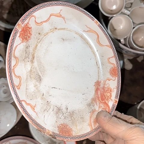 瓷片国营厂库存微瑕4个18.5厘米