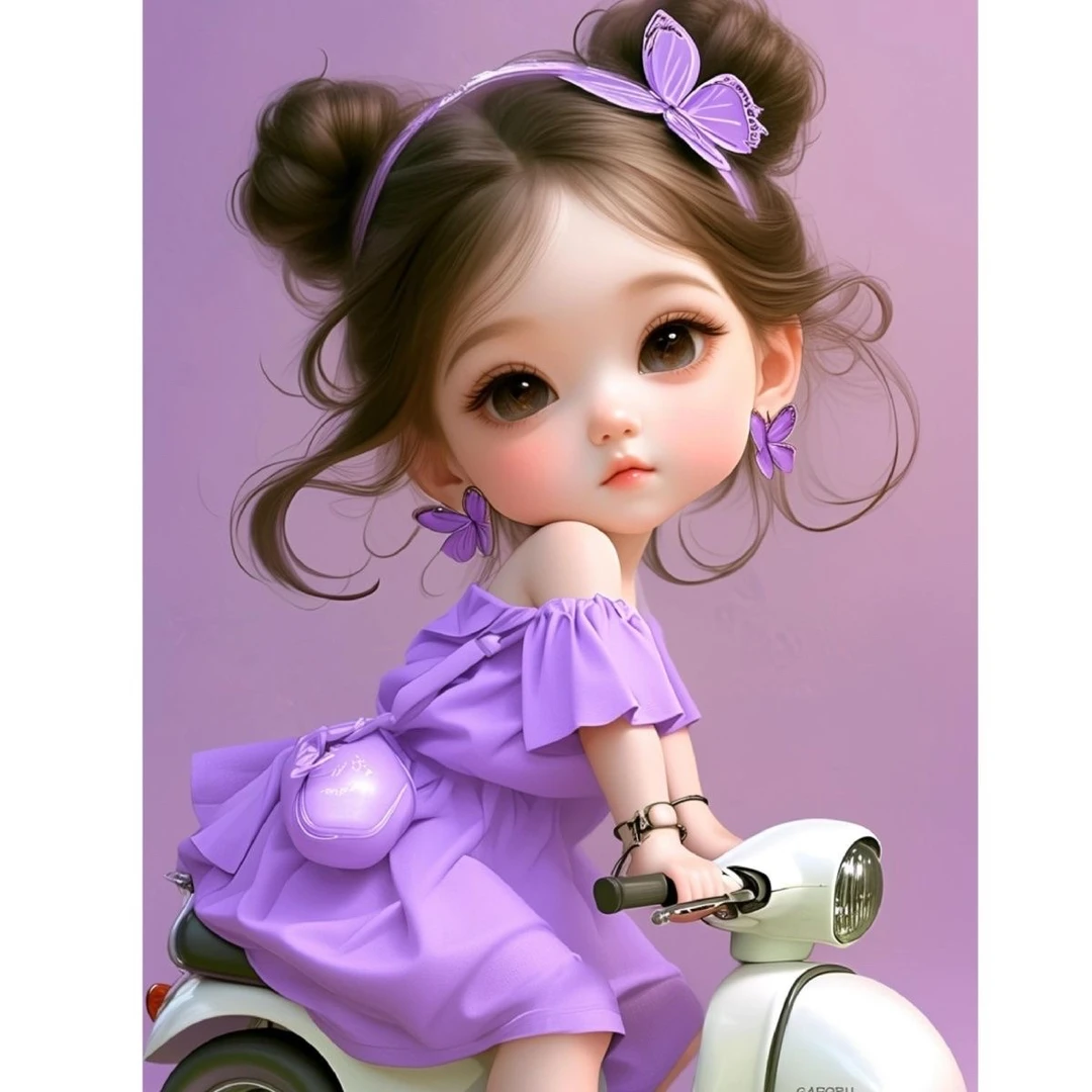 可爱电动车女孩唯美卧室儿童房玄关车上走廊装饰贴画防水贴纸