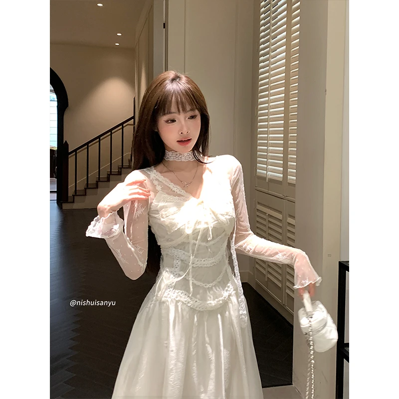 溺水三鱼早春性感辣妹轻薄透气披肩弹力网纱氛围感开衫上衣