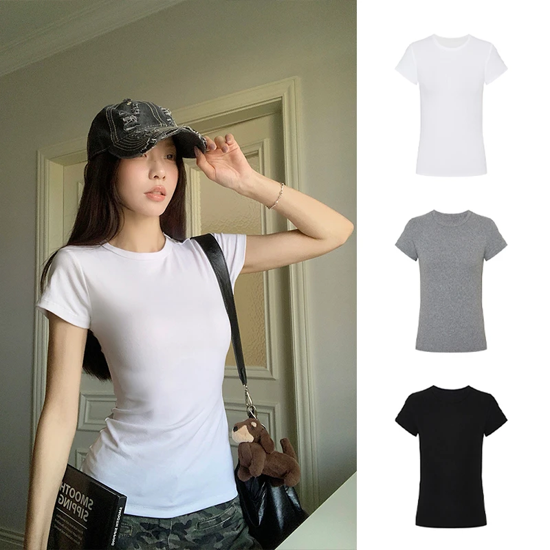 Moses Queen/魔西女王显大显身材正肩T恤时髦凉感收腰打底衫短袖