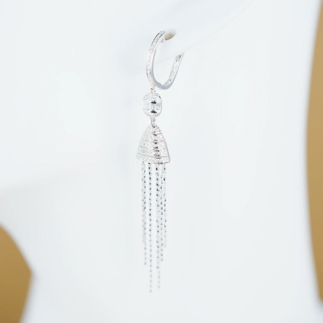 【云中意】18K金 钻石百搭灯笼流苏耳饰 多样性发货一件