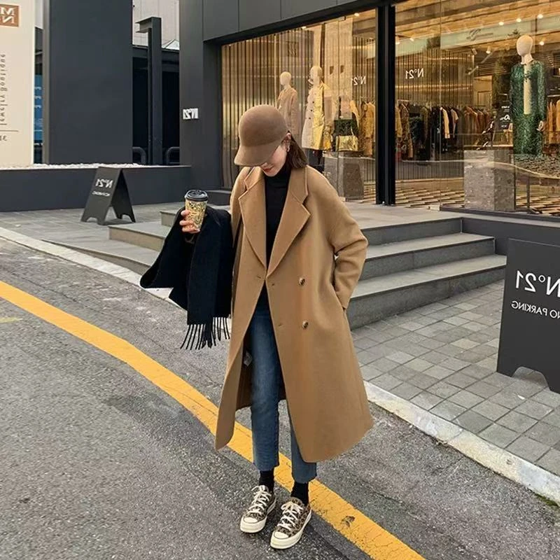 8800 双面羊毛大衣女2025秋冬新款韩版宽松中长款高级感气质外套M
