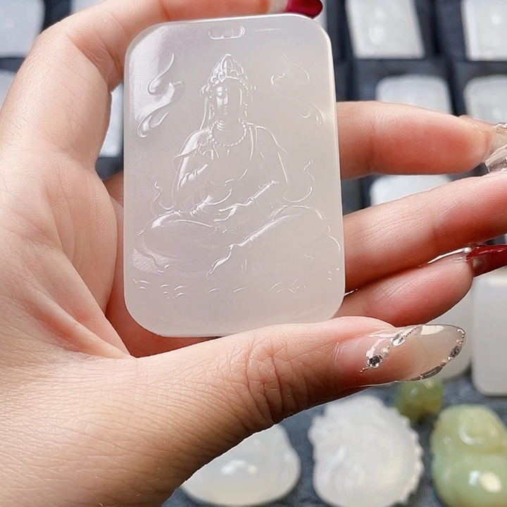 石英质玉（金丝玉）颈饰未镶嵌王* 新疆金丝玉双面雕工