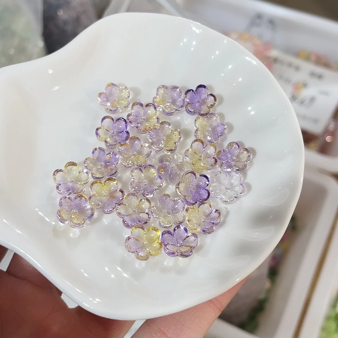 琉璃非金属紫黄拼色梅花55颗